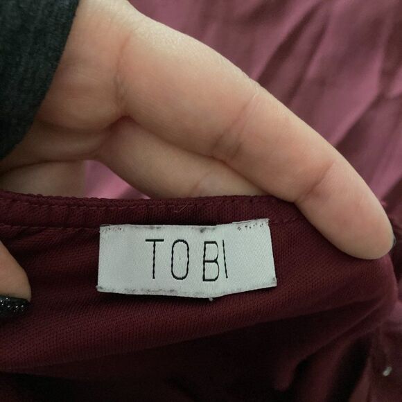 Tobi Feeling Cami Shift Dress Easy Swing Sleeveless Maroon Chiffon Size Small - Picture 5 of 7